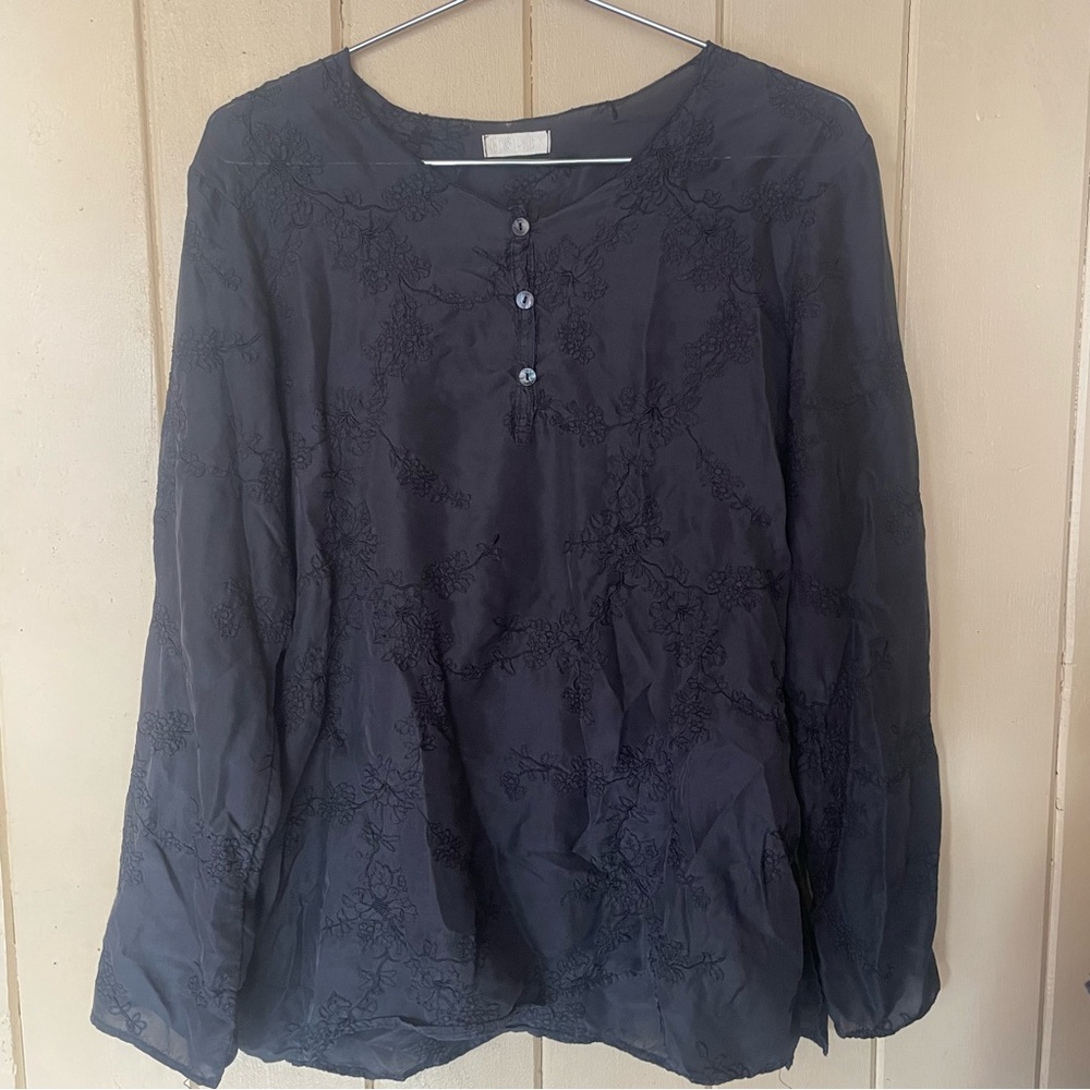 CP Shades Silk Floral Embroidered Top